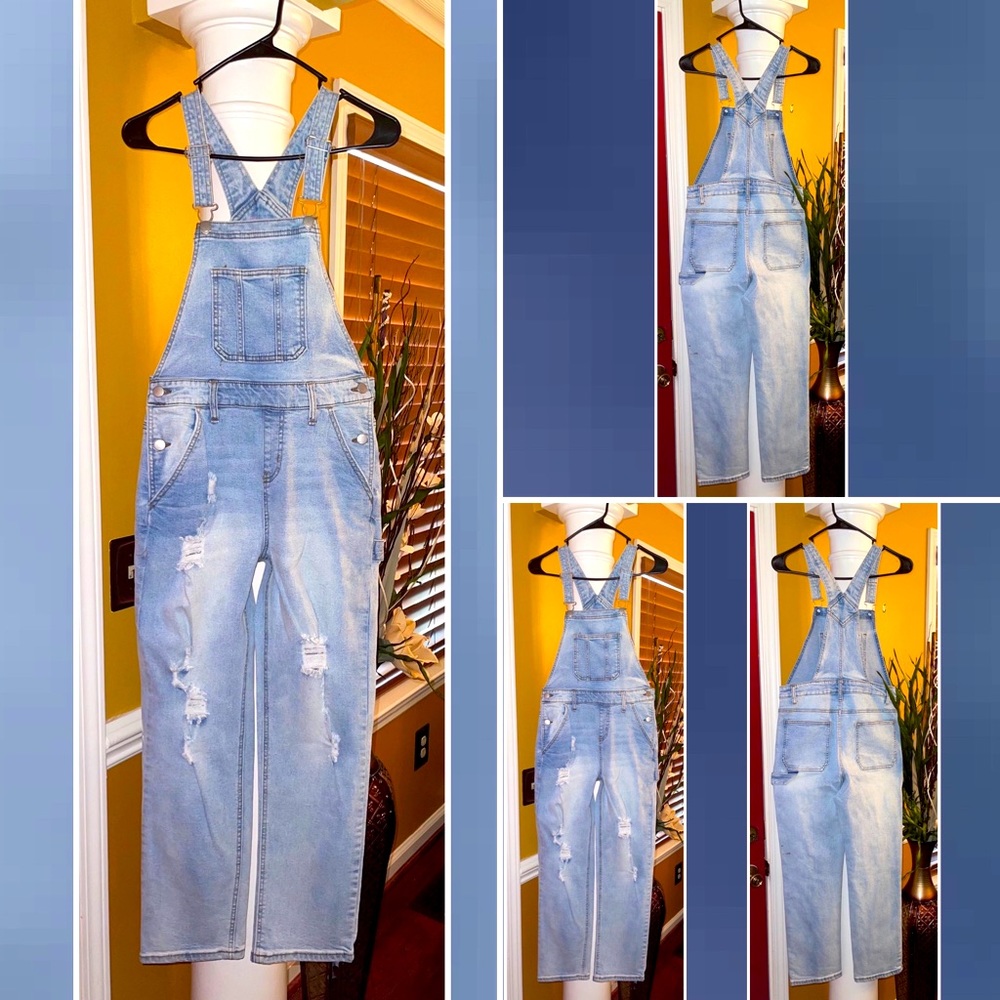 Distressed Overalls Jeans